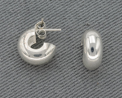 Small Sterling Silver Chubby Hoop Earrings – 12 mm - Silvertree Jewelry #