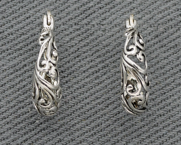 Small Sterling Silver Filigree Hoop Earrings, french Clasp - Silvertree Jewelry #