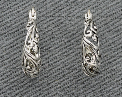 Small Sterling Silver Filigree Hoop Earrings, french Clasp - Silvertree Jewelry #