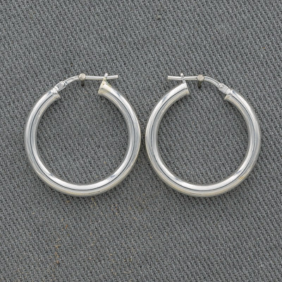 Small Sterling Silver Pipe Hoop Earrings – 20 mm