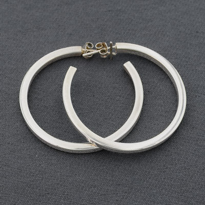 Sterling Silver Square Edge Hoop Earrings 4cm