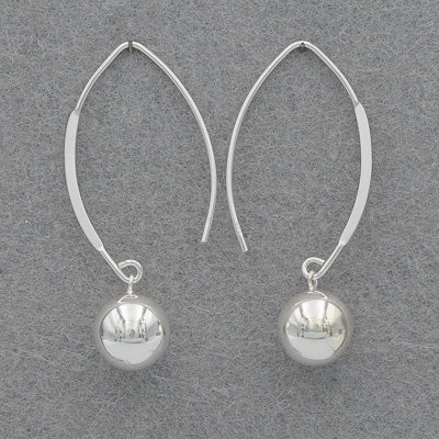 Sterling Silver 12mm Ball V-Hook Drop Earrings - Silvertree Jewelry #