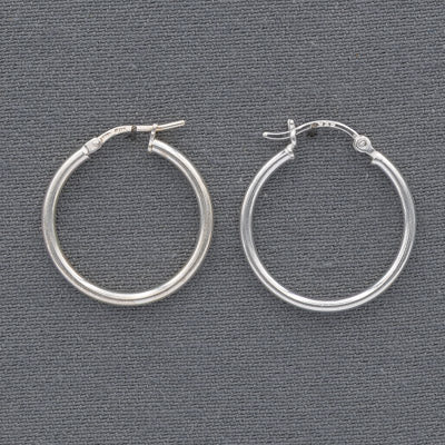 Sterling Silver 22mm Classic Hoop Earrings – 2mm - Silvertree Jewelry #