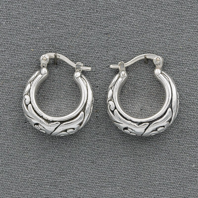 Sterling Silver Bali Style Hoop Earrings - Silvertree Jewelry #