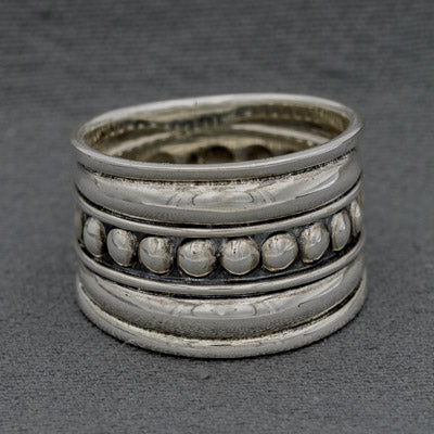Sterling Silver Bali Style Ring 2.2cm Textured Band