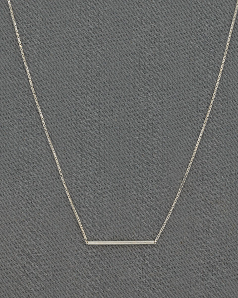 Sterling Silver Bar Necklace with Box Chain 42cm – Modern Minimalist Silver Bar Pendant