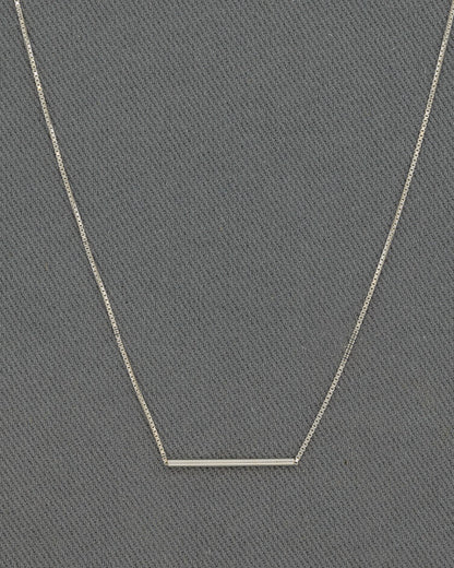 Sterling Silver Bar Necklace with Box Chain 42cm – Modern Minimalist Silver Bar Pendant