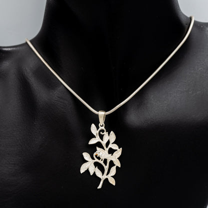 Sterling Silver Bird on Branch Nature Design 3.8cm