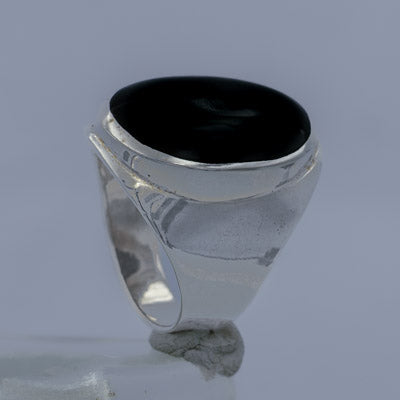 Sterling Silver Black Onyx Ring Wide Band
