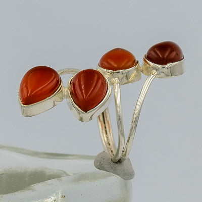 Sterling Silver Carnelian Multi Stone Statement Ring