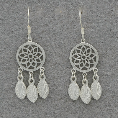 Sterling Silver Cathedral Rose Earrings with leaves - Silvertree Jewelry #