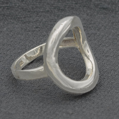 Sterling Silver Concave Oval Open Ring 3mm Band