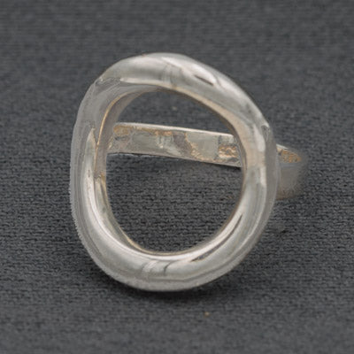 Sterling Silver Concave Oval Open Ring 3mm Band