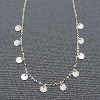 Sterling Silver Disc Necklace 45cm + Extension – 5mm Polished Disc Chain Necklace