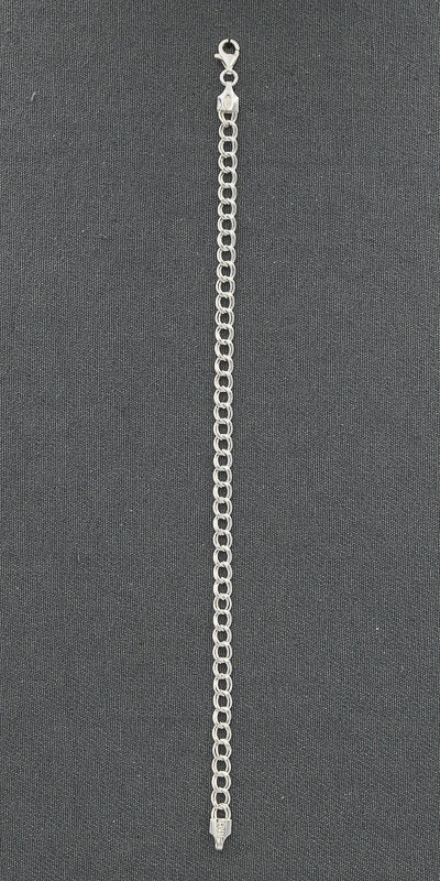 Sterling Silver Double Curb Bracelet Thin 19cm Chain