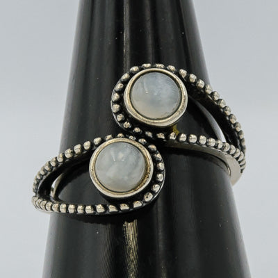 Sterling Silver Double Moonstone Open Band Ring