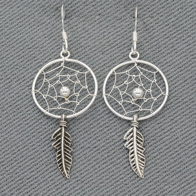 Sterling Silver Dreamcatcher Earrings - Silvertree Jewelry #