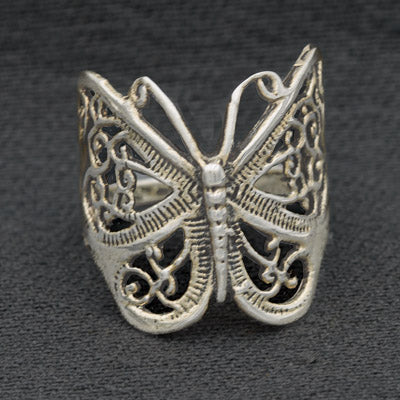 Sterling Silver Filigree Butterfly Ring 2cm