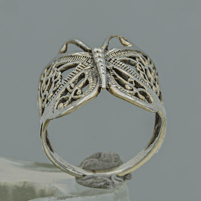 Sterling Silver Filigree Butterfly Ring 2cm