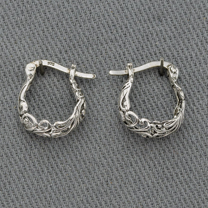 Small Sterling Silver Filigree Hoop Earrings, french Clasp - Silvertree Jewelry #