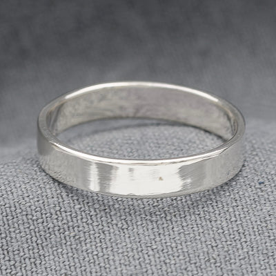 Sterling Silver Flat Band Ring 4mm Sharp Edge Design