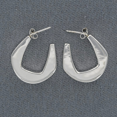 Sterling Silver Geometric Hoop Earrings - Silvertree Jewelry #