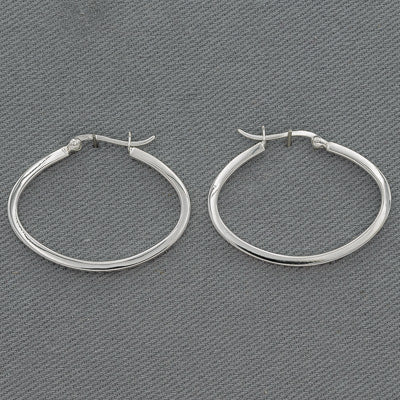 Sterling Silver Horizontal Oval Hoop Earrings - Silvertree Jewelry #