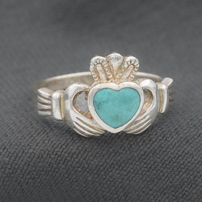 Sterling Silver Howlite Claddagh Heart Ring