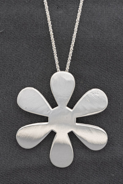Sterling Silver Large Daisy Pendant 4.5cm Floral