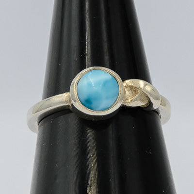 Sterling Silver Larimar Ring Soft Blue Stone