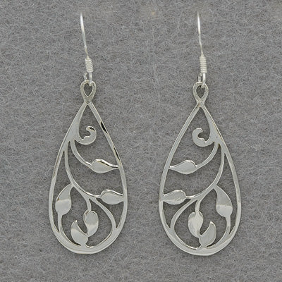 Sterling silver dangling leave earring - Silvertree Jewelry #