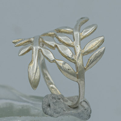 Sterling Silver Leaf Wrap Ring 2.2cm Nature Design