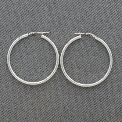 Sterling Silver Loop Hoop Earrings – 33 mm - Silvertree Jewelry #