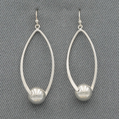 Sterling Silver Loop with Ball Dangling Earrings - Silvertree Jewelry #