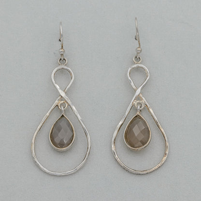 Sterling Silver Moonstone Drop Earrings Figure Eight