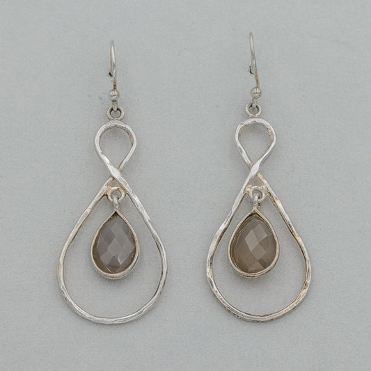 Sterling Silver Moonstone Drop Earrings Figure Eight