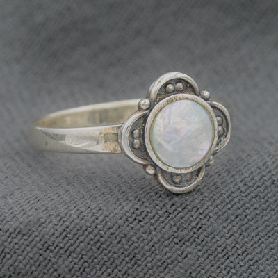 Sterling Silver Mother of Pearl Clover Ring