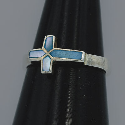 Sterling Silver Mother of Pearl Cross Ring