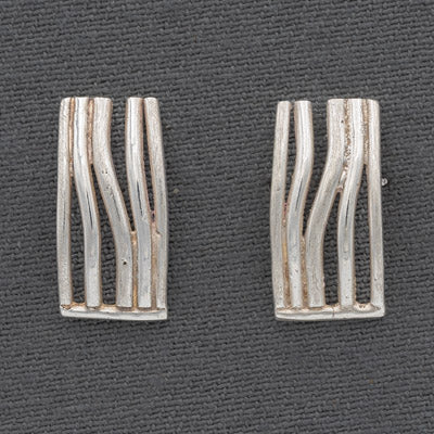 Sterling Silver Multi Band Earrings 2cm Modern Style