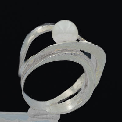 Sterling Silver Multi Band Ring with Freshwater Pearl - Silvertree Jewelry #