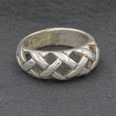 Sterling Silver Open Lattice Dome Ring 8mm