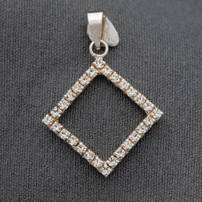 Sterling Silver Open Square Cubic Pendant 3cm