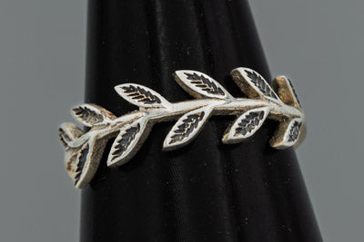 Sterling Silver Oxidized Leaf Ring Nature Design