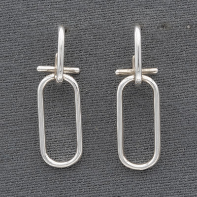 Sterling Silver Paperclip Drop Earrings Modern Design