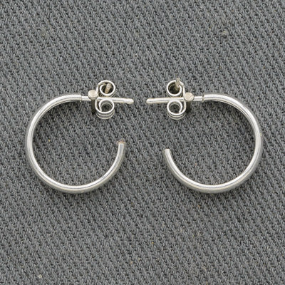 Sterling Silver Rounded Hoop Earrings  16 mm - Silvertree Jewelry #