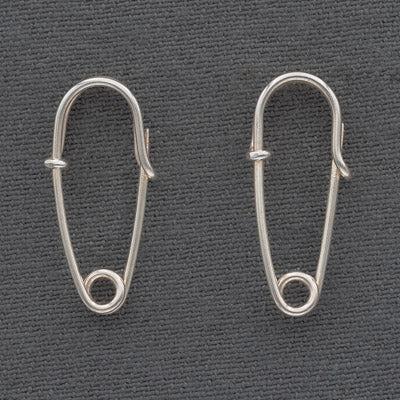 Sterling Silver Safety Pin Stud Earrings 2.2cm