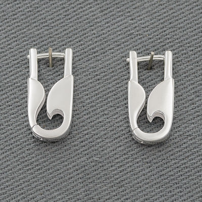 Sterling Silver Safety Pin Style Earrings – Huggy Clasp - Silvertree Jewelry #
