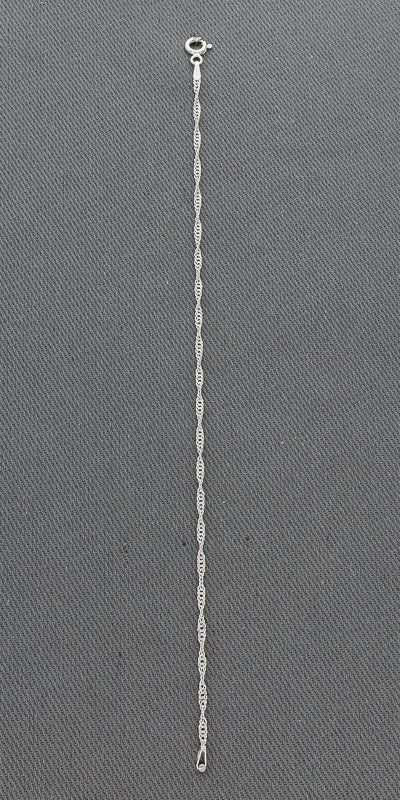 Sterling Silver Singapore Bracelet 1mm 19cm Twisted