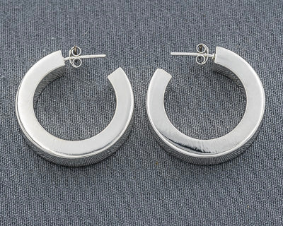 Sterling Silver Square Edge Hoop Earrings – Wide 30 mm - Silvertree Jewelry #