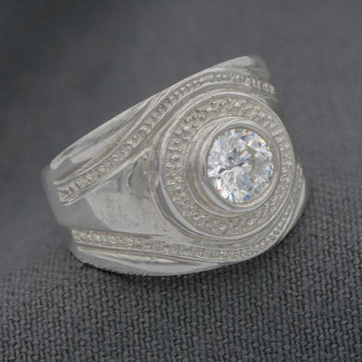 Sterling Silver Elegance: Bold Cubic Zirconia Ring - Silvertree Jewelry #